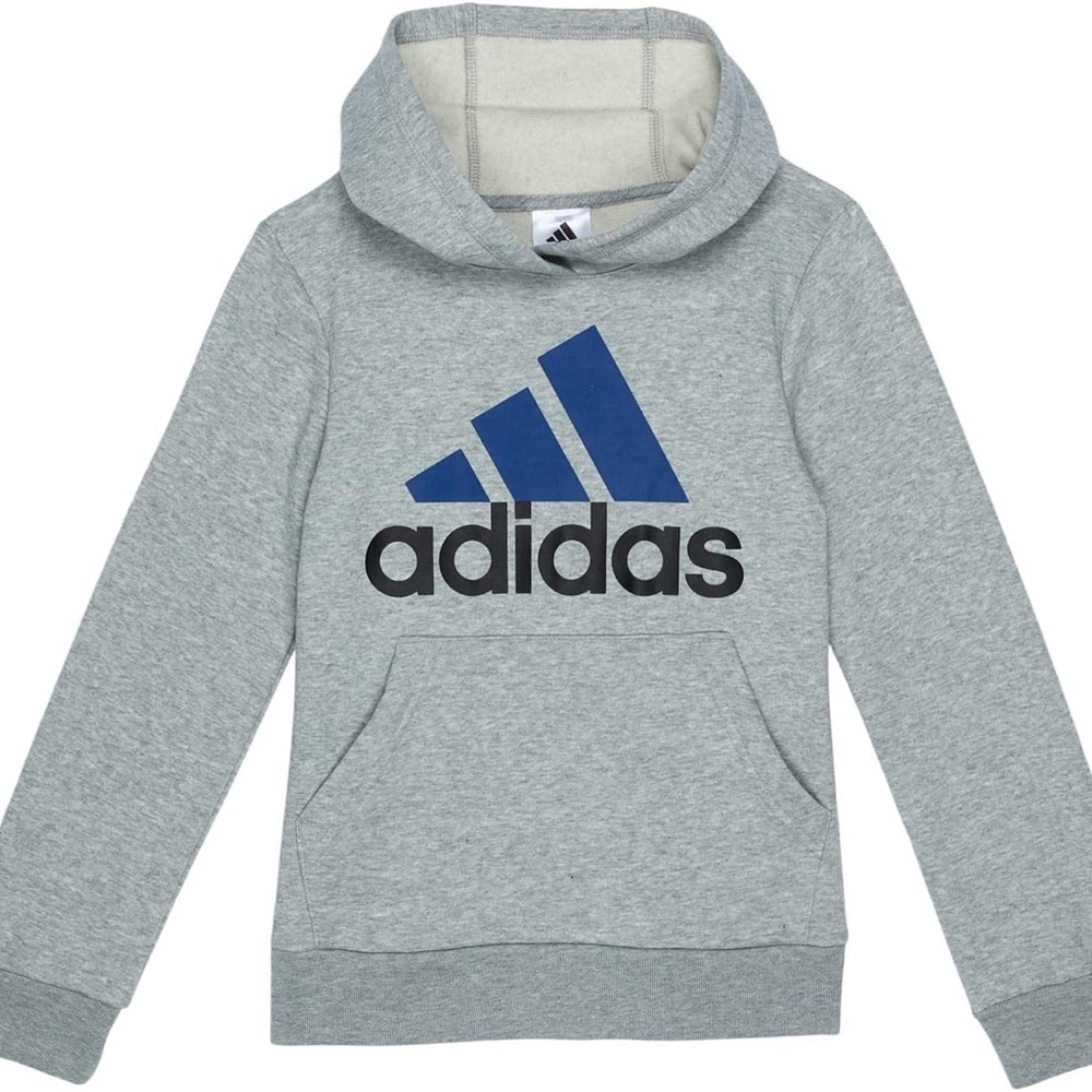 Boys Size Large L Adidas Gray and Blue Logo Hoodie Sweatshirt